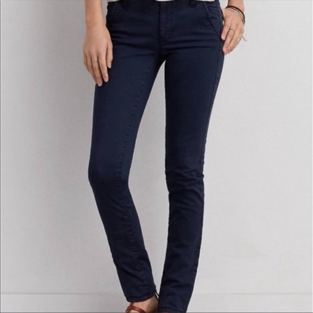 American Eagle Twill Dark Navy Super Stretch Skinny Pants
